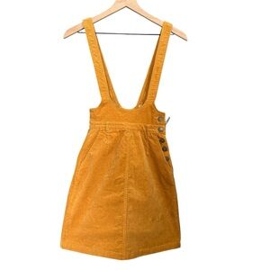 Modcloth Mustard Corduroy Pinafore Dress